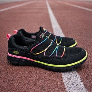 Skechers Sport Dual-Lite Women’s Sneakers Black Rainbow Accent US 9 EU 39